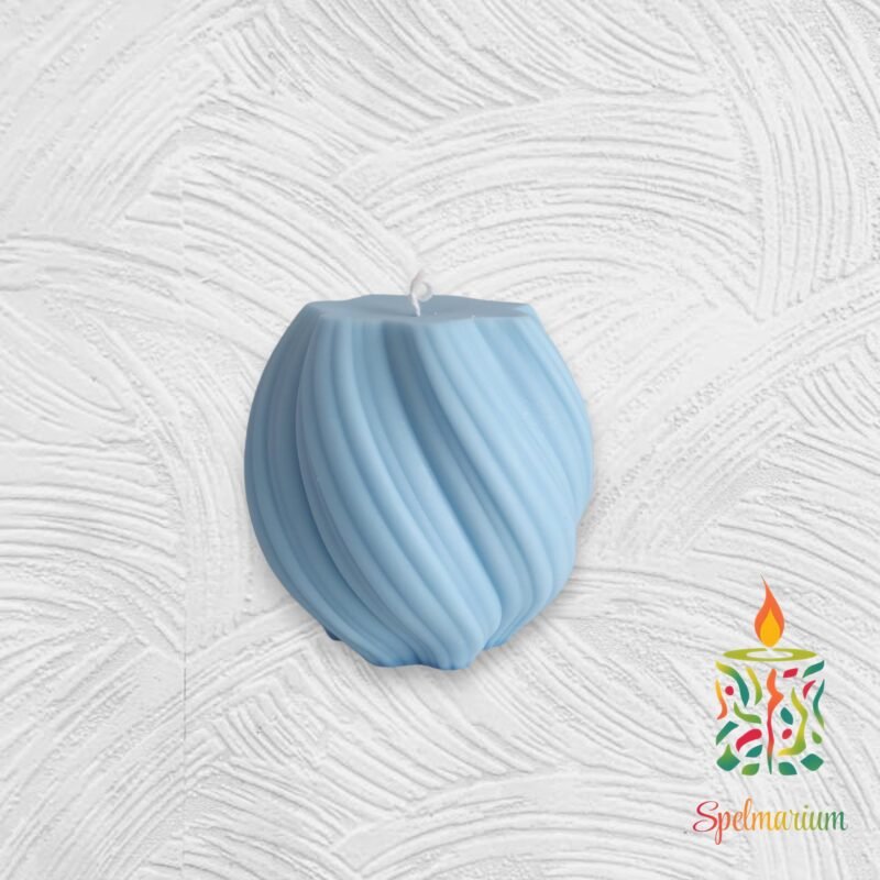 Vela con forma de espiral color azul