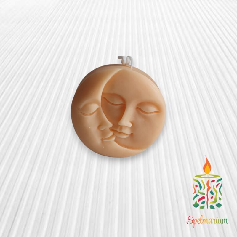 Vela con silueta de sol y luna naranja